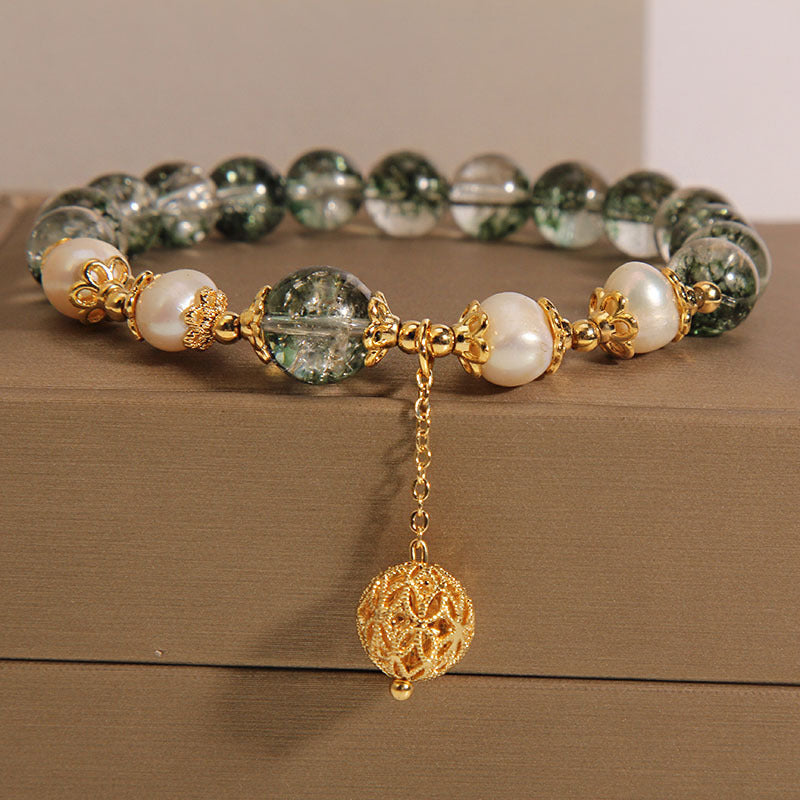 Green Phantom Quartz Crystal Bracelet For Women