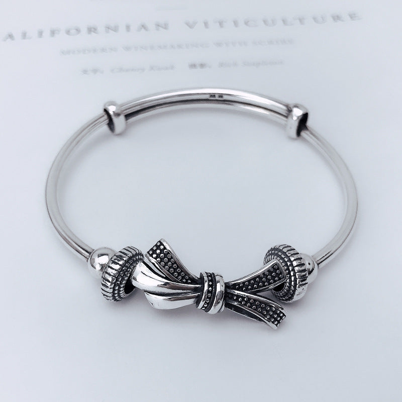 999 Sterling Silver Bow Bracelet For Women