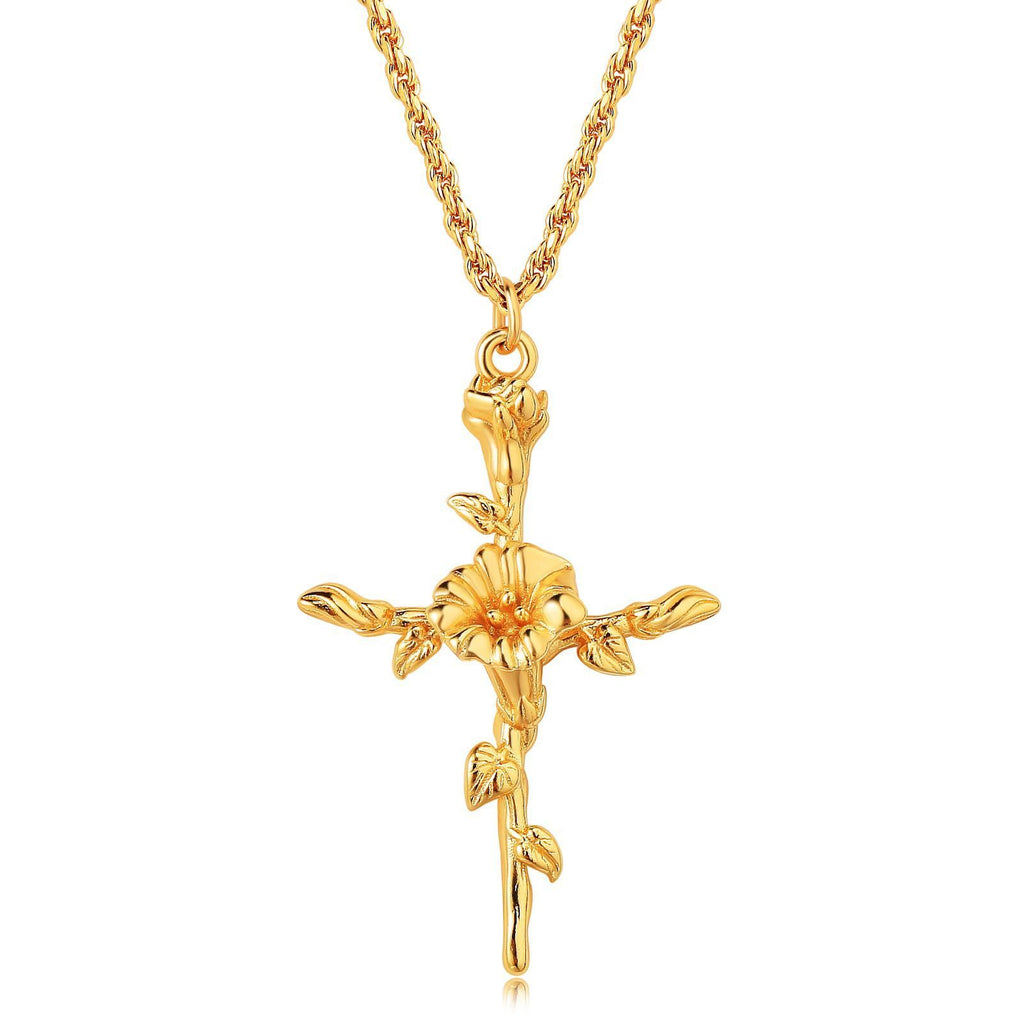 December Flower Necklace Cross Necklace Three-dimensional Vacuum