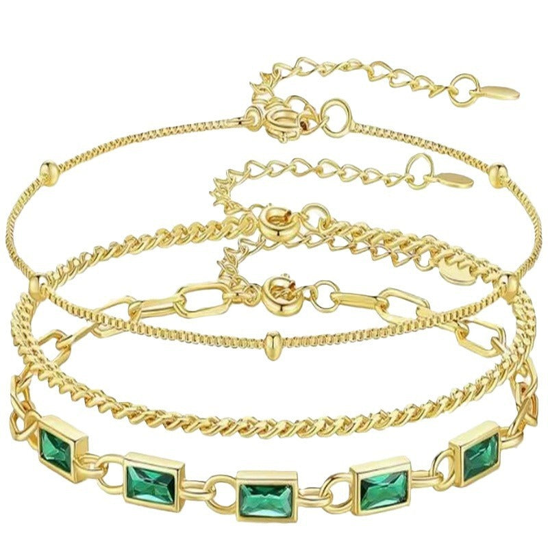 Women's Brass Plated Stacked Three-layer Color Bracelet