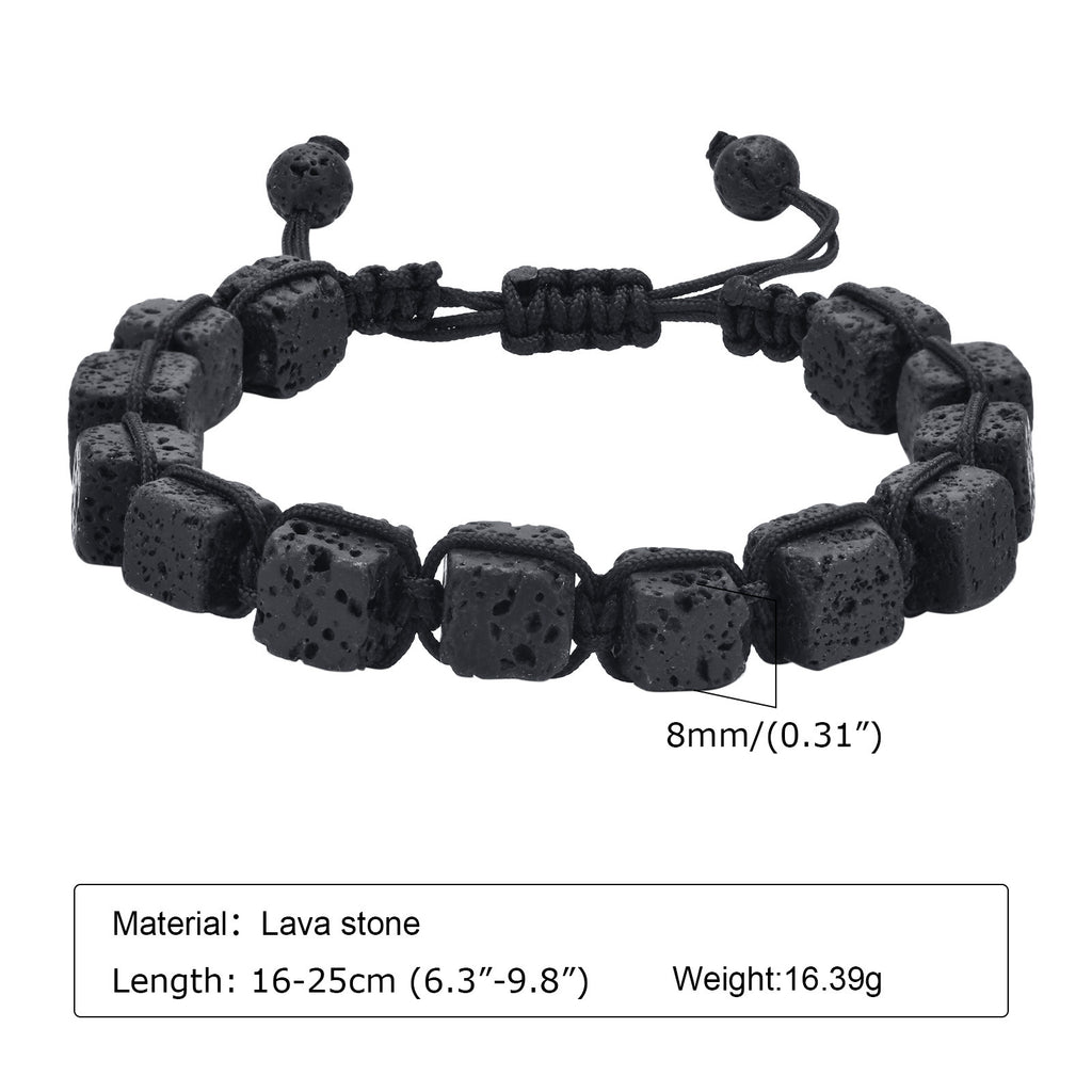 Square Square Volcanic Rock Braided Bracelets Adjustable