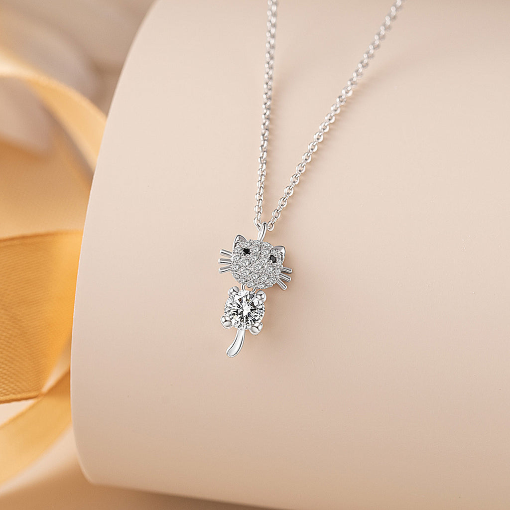 Cat Diamond Pendant Necklace Female Clavicle Chain