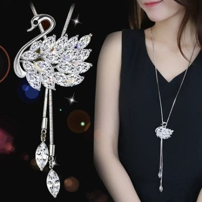 New necklace pearl swan sweater chain