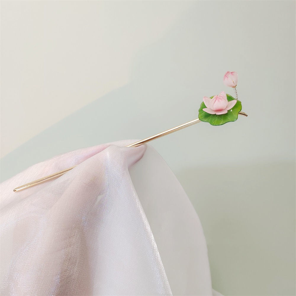 Fashion Antique Tassel Lotus Hairpin Earrings