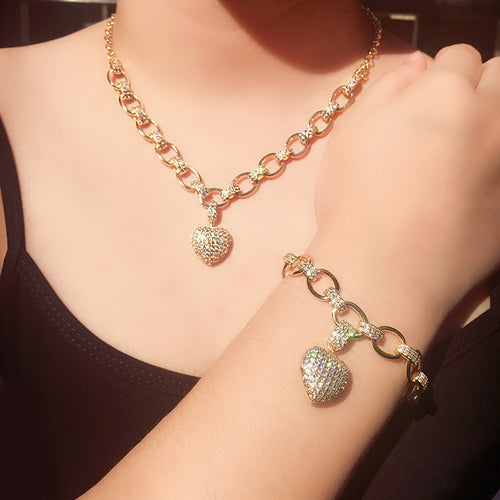 Diamond Necklace Love Pendant Set