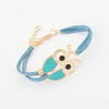 Leather rope color owl bracelet