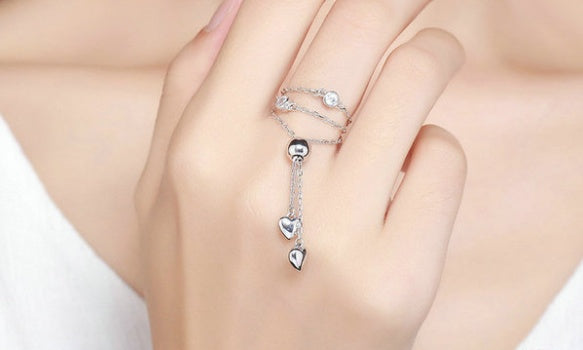 Silver Plated Simple Heart Lace-up Bracelets
