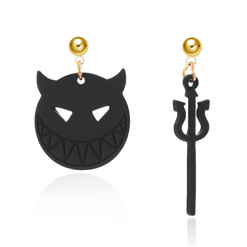 Halloween Funny Earrings Devil Hair Clasp Asymmetric