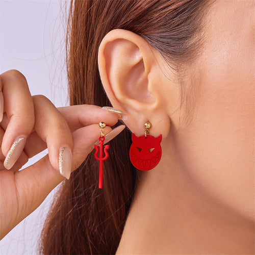 Halloween Funny Earrings Devil Hair Clasp Asymmetric