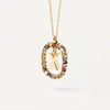 Colored Rhinestone Necklace 26 Alphabet Necklace 18K Fashion Jewelry
