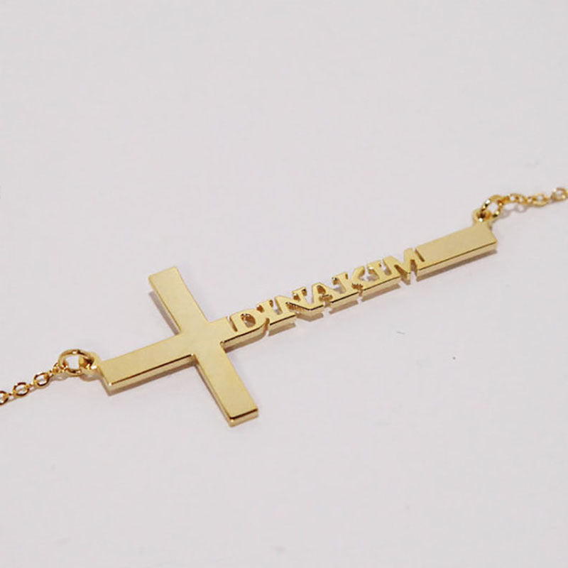 Cross Necklace Personalized Name Stainless Steel Clavicle Necklace