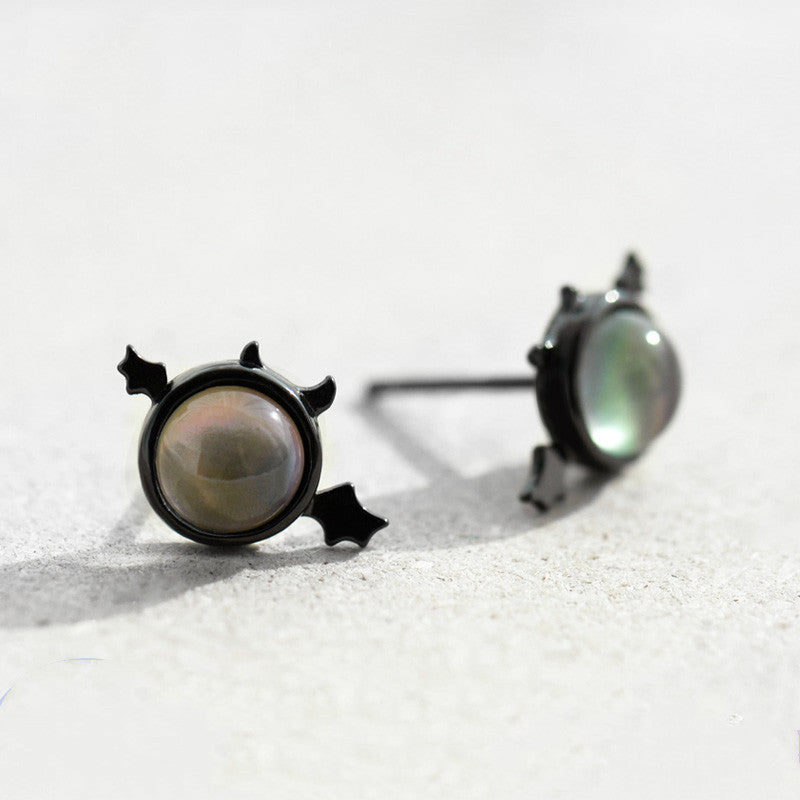 Female Devil 925 Sterling Silver Stud Earrings Mini