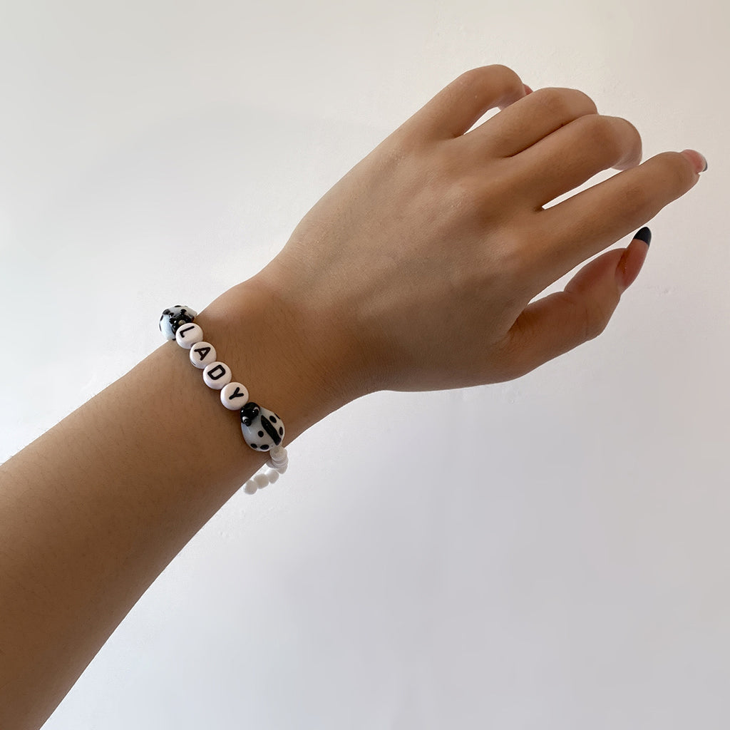 Letter Color Rice Bead Bracelet Women
