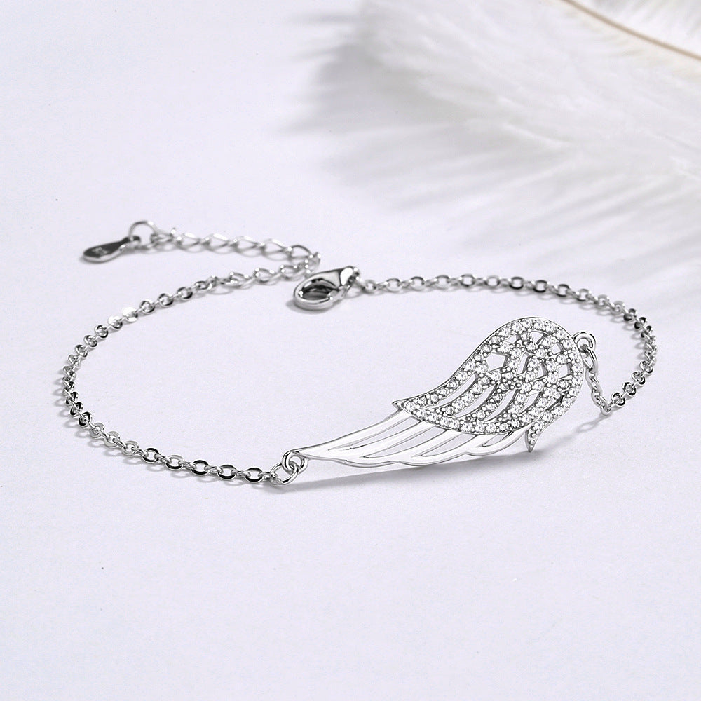 Sterling silver 925 angel wings bracelet women