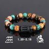 Twelve Constellation Elastic Bracelet Men Tigereye Couple Beaded