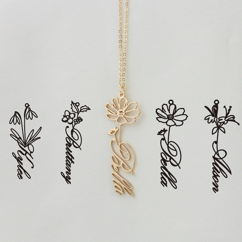 December Constellation Necklace Flower Name Necklace Customization