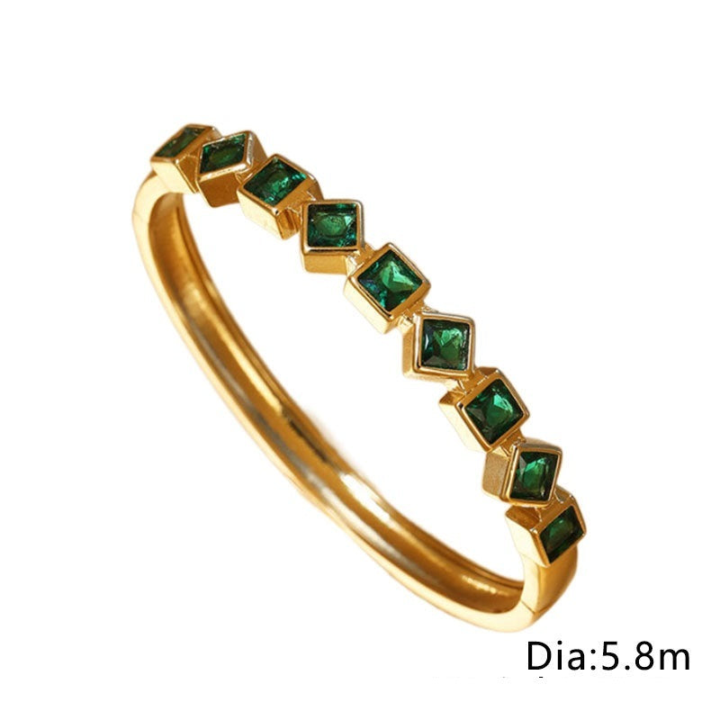 Geometric Square Inlaid Color Diamond Bracelet For Women