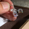 Rectangular white zircon earrings