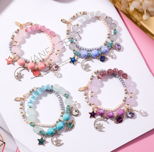 Stars Moon Cat Eye Crystal Multilayer Bracelet Women