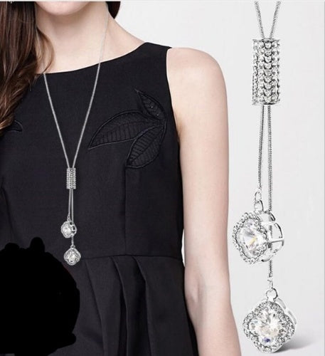 Korean fashion accessories, sweater chain, Crystal Snowflake Necklace, long necklace necklace, tassel sweater chain