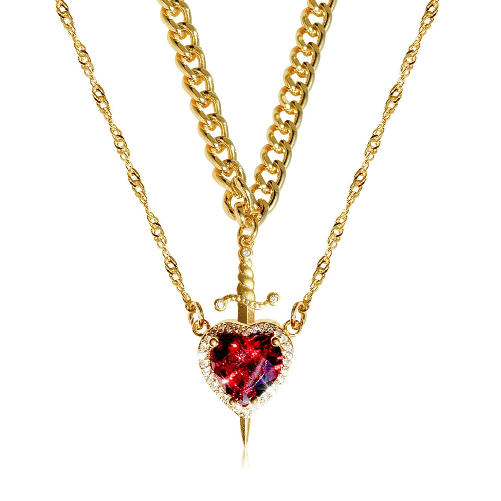 New Heart And Sword Necklace Set Couple Necklace