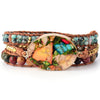 Multicolor Color Matching Natural Stone Cowhide Bracelet
