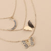 Butterfly Pendant Necklace Moon Multilayer Necklace Lady