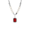 Pearl Gem And Diamond Pendant Necklace