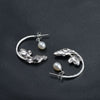 S925 Silver Brushed Lotus Pearl Earrings