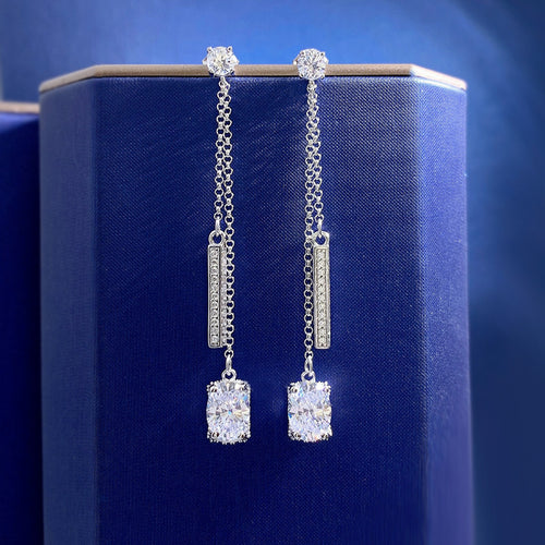 Oval White Diamond Earrings Women's Fashion