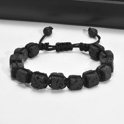 Square Square Volcanic Rock Braided Bracelets Adjustable