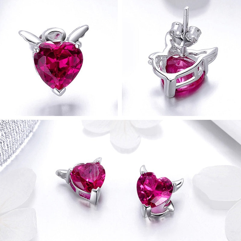 Lady Angel and Devil Heart Earrings