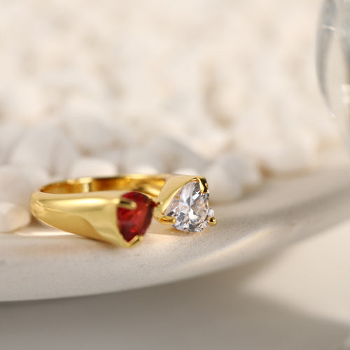 Zircon Ring Asymmetrical Opening Ring Personality
