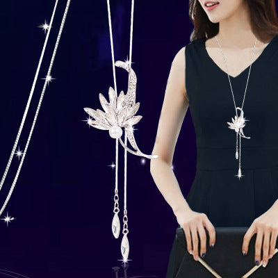 New necklace pearl swan sweater chain