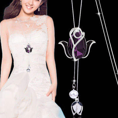 New necklace pearl swan sweater chain