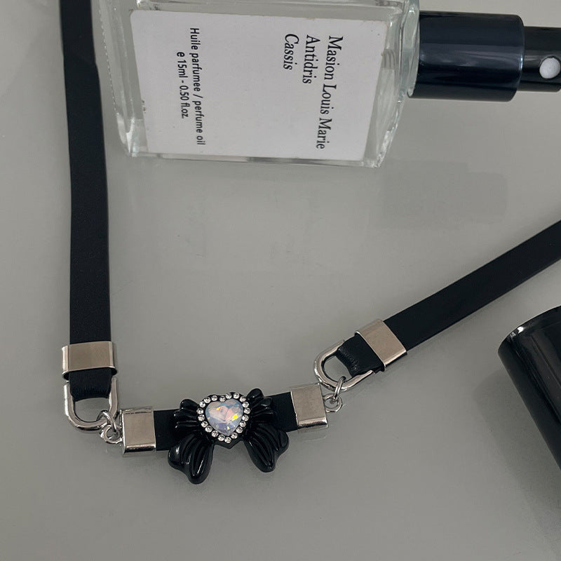 Love Heart Bow Tie Black Necklace Necklace
