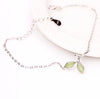 Small tender green leaf silver bracelet women
