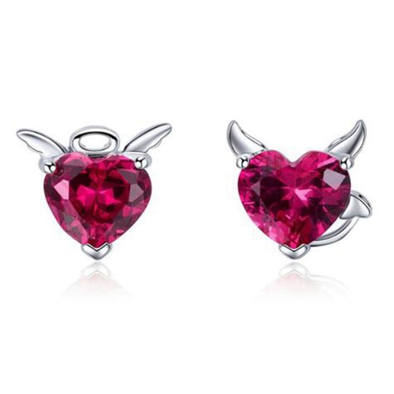 Lady Angel and Devil Heart Earrings
