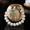 White Bodhi Root Carved Pumpkin Bead Jade Lotus Wenju Bracelet