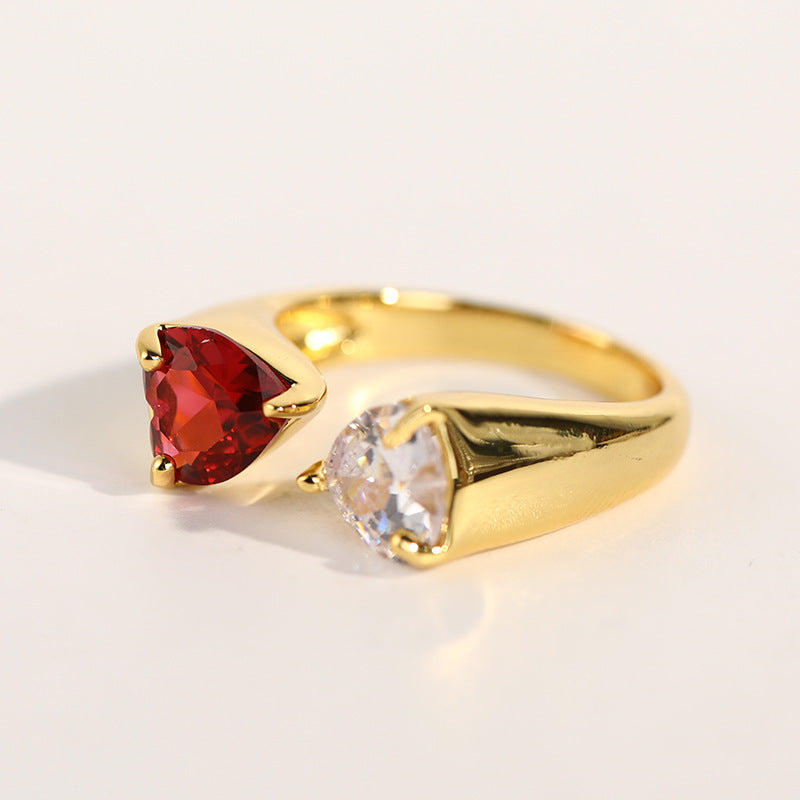 Zircon Ring Asymmetrical Opening Ring Personality