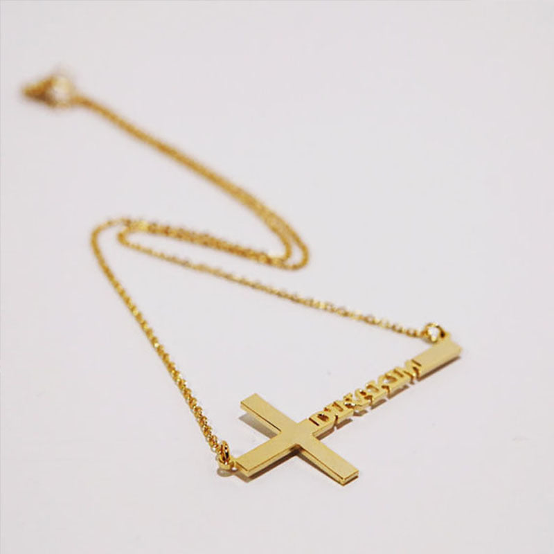 Cross Necklace Personalized Name Stainless Steel Clavicle Necklace