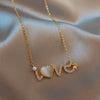 Opal necklace LOVE letter pendant