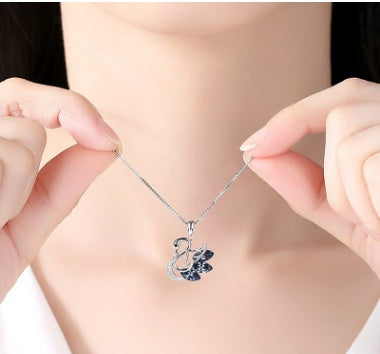 Glitter Swan Pendant necklace clavicle chain