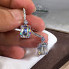 Rectangular white zircon earrings