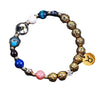 Twelve Constellations Bracelets Blue San Volcanic Rock Ancient & Gold Beaded Bracelet