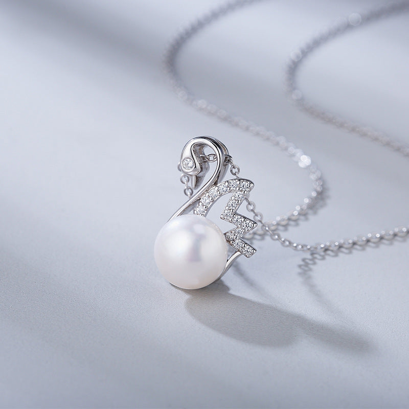 S925 Sterling Silver Fashion Swan Necklace