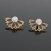 Lotus-shaped diamond-studded pierced earrings
