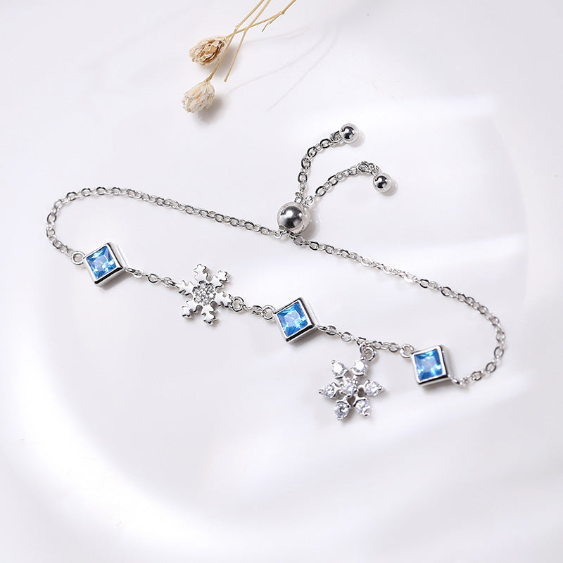 Snowflake Bracelet Women S925 Sterling Silver Color Diamond Bracelet