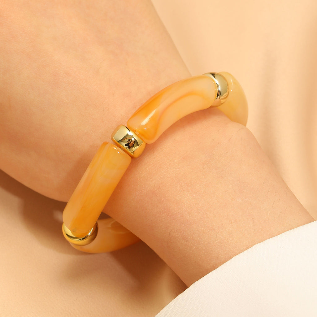 European And American Resin Beaded Bamboo Joint Geometric Exaggerated Color Matching Design Bracelet