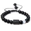 Twelve Constellation Black Glossy Bead Woven Bracelet